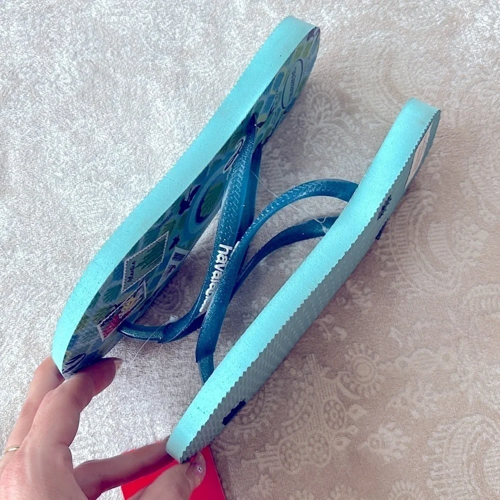 Brand New Havaianas x Disney Ariel Princess Flip Flops Thong Sandals Summer Blue
